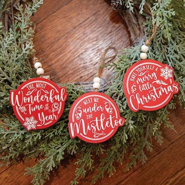 3 Set Merry Little Christmas Beaded Ornaments - The Fox Decor